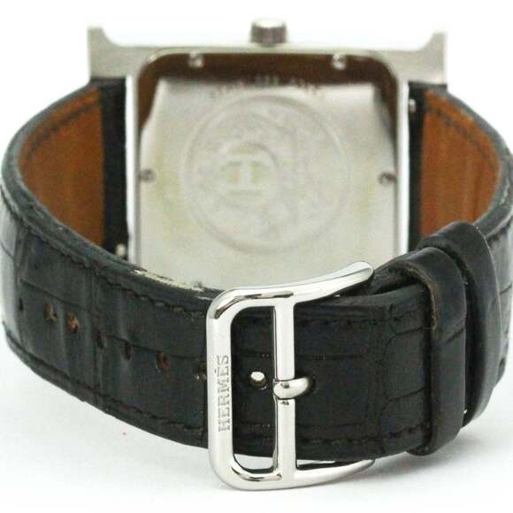 HERMES H Wach Diamond MOP Steel Quartz Mens Watch HH1.810 Polished